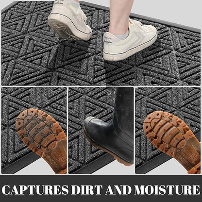 Yimobra Outdoor Mats for Front Door 29.5x17, All-Weather Waterproof Non-Slip Outdoor Door Mat Outside Eentrance, Garage/Patio Entryway Indoor Doormat, Easy Clean, Mix Grey