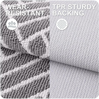 OLANLY Indoor Door Mat, 48x32 Inch, Dirt Resistant and Absorbent, Non-Slip Rubber Backing Floor Mats, Easy Clean Low-Profile Doormat for Entryway, Front Door, and Inside Entrance, Grey
