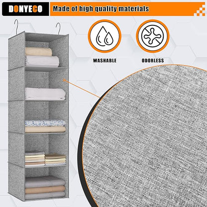 5-Shelf Hanging Storage Closet Organizer, Linen Rv Storage and Organization for Wardrobe, Inside, Camper Accessories, Nursery, Baby Room