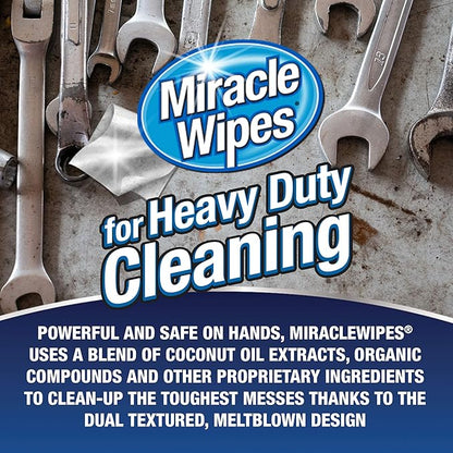 MiracleWipes for Heavy Duty Cleaning (90 Count) - All Purpose Cleaner, Kitchens, Bathrooms, Countertops, Hands, Indoors, Outdoors - Removes Grease, Grime, Crayon, Dirt & More