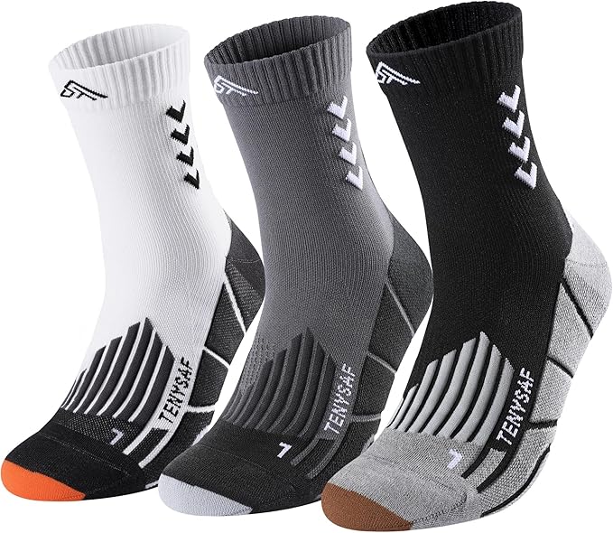 Compression Crew Running Socks: Athletic Socks for Men Women with Cushion,3 Pairs Work Hiking Basketball Sport Socks