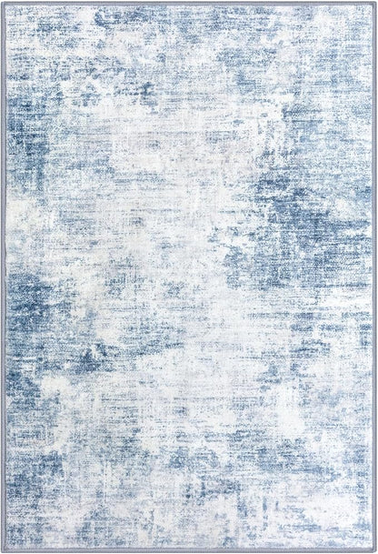 IOHOUZE Small Abstract Area Rug 2x3 Ft Entryway Rugs Washable Door Mat Indoor Entrance, Rubber Backed Throw Rugs, Printed Non Slip Floor Carpet for Foyer Front Door Sink, Light Blue White