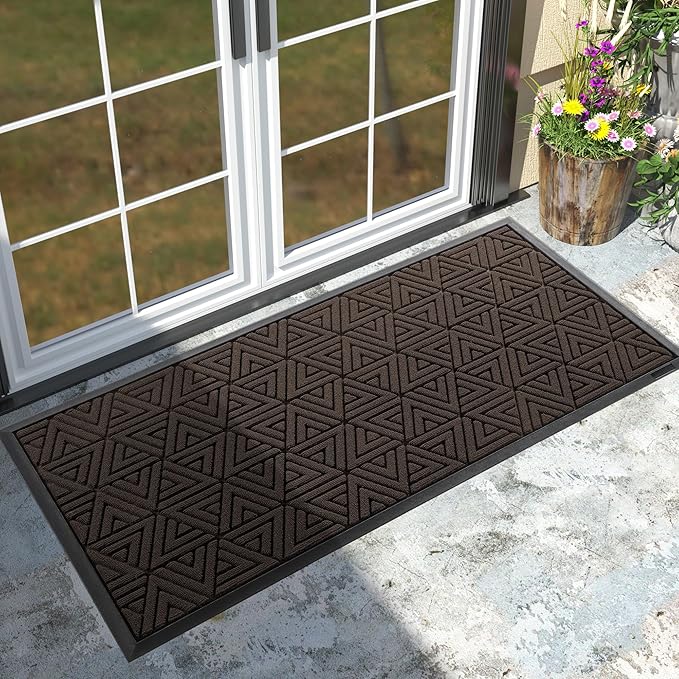 Yimobra Large Door Mat 47x24, All-Weather Waterproof Non-Slip Welcome Matt Outdoor, Heavy Duty Non Slip Doormat for Entryway for Patio and Garage Indoor, Easy Clean, Brown