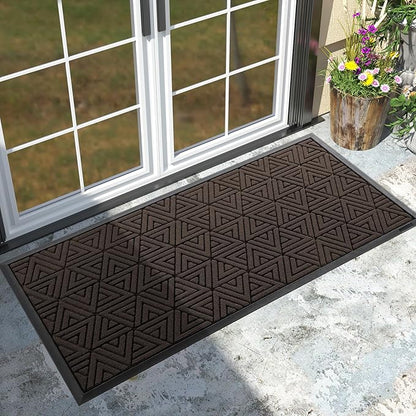 Yimobra Large Door Mat 47x24, All-Weather Waterproof Non-Slip Welcome Matt Outdoor, Heavy Duty Non Slip Doormat for Entryway for Patio and Garage Indoor, Easy Clean, Brown