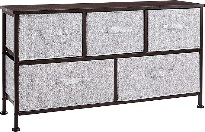 Amazon Basics Extra Wide Fabric 5-Drawer Storage Organizer Unit for Closet, Bronze