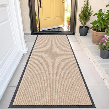 OLANLY Front Door Mat Indoor Outdoor Entrance, Waterproof Heavy Duty Doormat, Fade Resistant, Low Profile, Easy Clean Patio Porch Welcome Floor Mats for Entry, 47x23, Beige