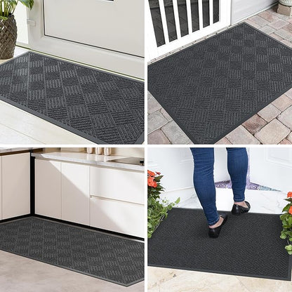 Front Door Mat, 6' x 3' Heavy Duty Indoor Outdoor Doormat, Non-Slip Backing Welcome Mats for Entryway, Low Profile, Commercial Door Mats