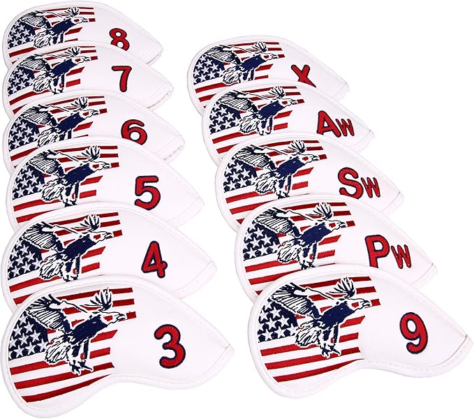 USA Flag and Eagle Golf Driver/Fairway Wood/Hybrid/Iron/Mallet Putter/Blade Putter Head Cover