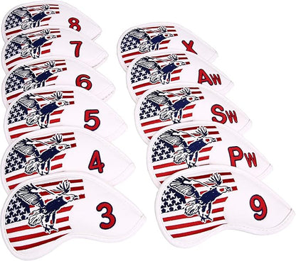 USA Flag and Eagle Golf Driver/Fairway Wood/Hybrid/Iron/Mallet Putter/Blade Putter Head Cover