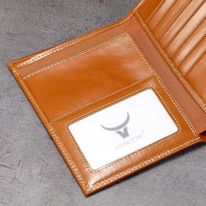 HISCOW Italian Leather Passport Holder for Travel - RFID Blocking Wallet Cover with Secure Organizer for Men & Women, US & Foreign Trips, Antiqued Brown