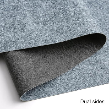 Table Runners 72 Inches Long, Dual-Sided Faux Leather Farmhouse Table Runner Waterproof Heatproof Non-Slip for Living Room Party Home Decor Holiday Decorations(Gray Light Blue, 12 x 72 Inch)
