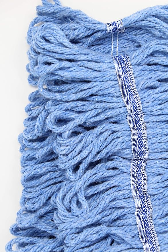 Turkey Creek Essentials Mop Heads Commercial Grade USA Made Looped End Heavy Duty Large Mop Head of Blue 4-Ply Synthetic Yarn Industrial Wet Mop Head Replacement and String Mop Refills (12, Large)