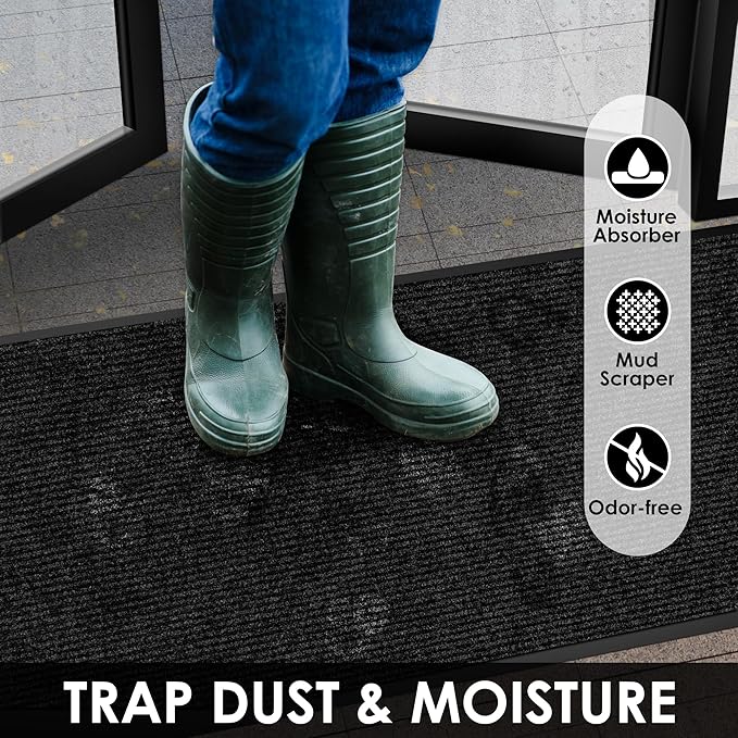 3′ x 46′ Front Door Mat Indoor Outdoor Entrance, Commercial Floor Mat Heavy Duty Dirt Trapper Entryway Doormat, Custom Size Non Slip Rubber Backing Welcome mat, Door Mat for High Traffic Area