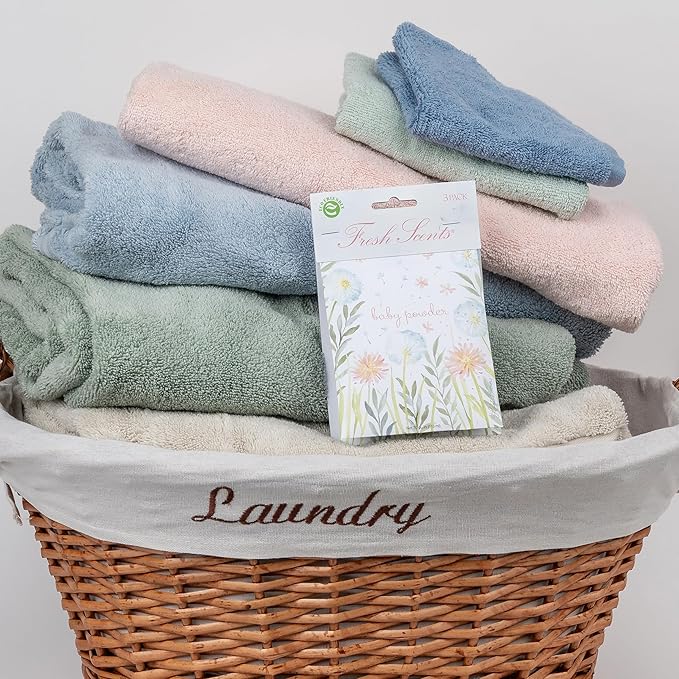 WILLOWBROOK | Fresh Scents Scented Sachet Packet | Baby Powder | Air Freshener Bags for Drawers, Closets, Cars | 6 Pack | Long Lasting Home Fragrance