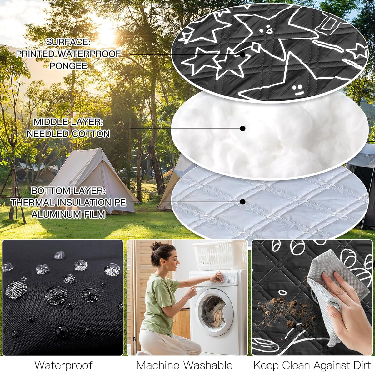 Graffiti Picnic Blanket, 79" x 79" Extra Large Outdoor Picnic Mat, Outdoor Blanket, Beach Blanket, Washable Foldable Portable Blanket for Park Grass/Beach/Camping/Concerts