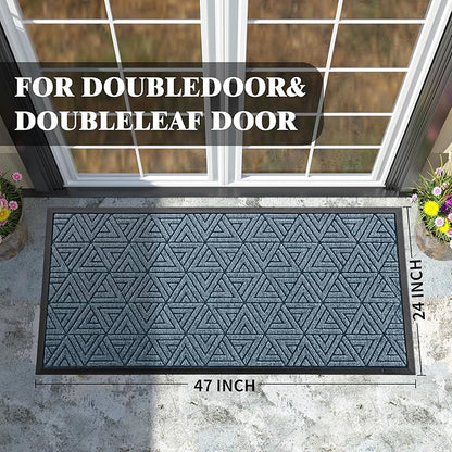 Yimobra Large Door Mat 47x24, All-Weather Waterproof Non-Slip Welcome Matt Outdoor, Heavy Duty Non Slip Doormat for Entryway for Patio and Garage Indoor, Easy Clean, Mix Blue