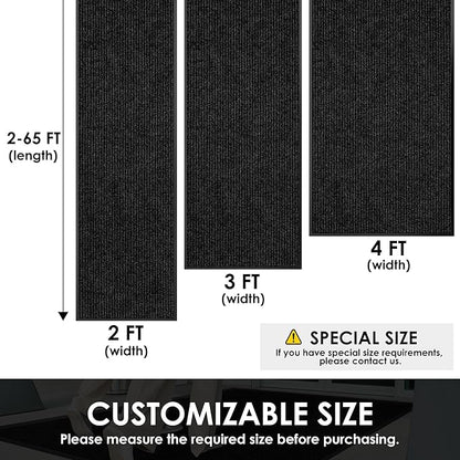 4′ x 32′ Front Door Mat Indoor Outdoor Entrance, Commercial Floor Mat Heavy Duty Dirt Trapper Entryway Doormat, Custom Size Non Slip Rubber Backing Welcome mat, Door Mat for High Traffic Area