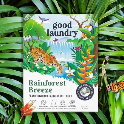 Good Laundry Rainforest Breeze Detergent Sheets, Scent Booster, & Dryer Sheet Bundle - No Plastic Jugs, Eco-Friendly, Zero Harsh Chemicals, Hypoallergenic - Based in the USA