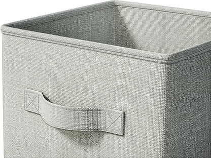 4 Pack Foldable Fabric Closet Storage Bins, 11Inch Organizer Cubes with Handles, Linen Storage Boxes for Clothes, Toys, Books and Home Organization,Gray