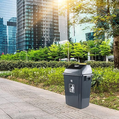 4-Pack 13 Gallon Plastic Trash Cans with Lids, Large Grey Garbage Waste Bin