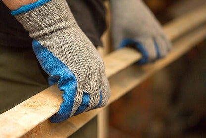 G & F Products - 3100XL-10 120 Pairs X-Large Rubber Latex Double Coated Work Gloves for Construction, gardening gloves, heavy duty Cotton Blend Blue