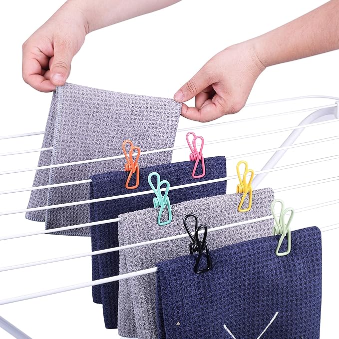 Riveda 30 Pack Assorted Chip Bag Clips Utility - PVC 2 Inch Coated Colorful Sealer for Sealing Food - Paper Holder, Clothesline Clip for Laundry Hanging, Kitchen Bags, Multipurpose Clothes Pins