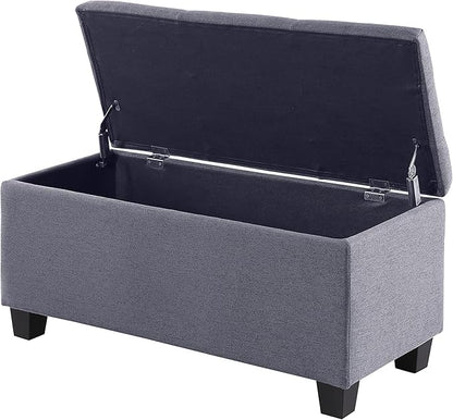 Hinged Storage Ottoman Set of 3, 38'' Living Room Storage Bench with Thick Seating, 2pcs Small Square Dorm Stool Couch Side Foot Rest