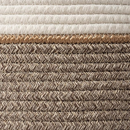LA JOLIE MUSE Woven Basket Rope Storage Baskets - Large Cotton Organizer, Basket for Baby Blanket, Kids Toy Nursery Laundry Basket Mocha XL