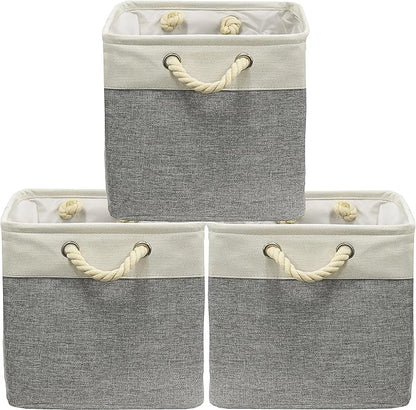 SIMPLE HOUSEWARE Fabric Storage Cubes, 13" x 13" Storage Bin, 3 Pack, Gray