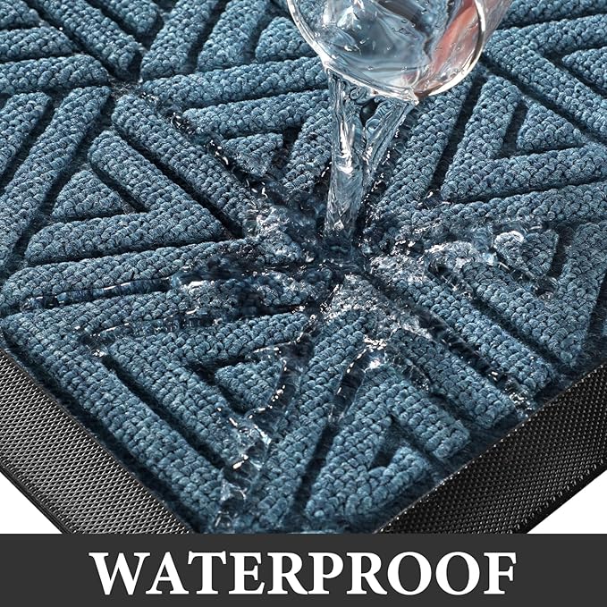 Yimobra Large Door Mat 47x24, All-Weather Waterproof Non-Slip Welcome Matt Outdoor, Heavy Duty Non Slip Doormat for Entryway for Patio and Garage Indoor, Easy Clean, Mix Blue