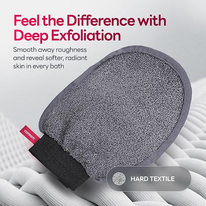 Exfoliating Mitt, Body Scrubber for Deep Exfoliation, Korean Scrub Mitt, Turkish Body Exfoliator for Remove Dead Skin, Gentle Lightweight Loofah Bath Glove for Shower (2 Pack)