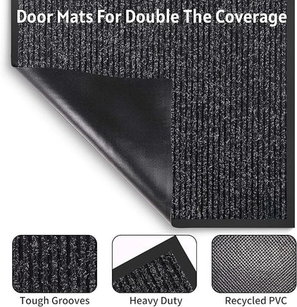 Front Door Mat Indoor Outdoor Entrance, 48" x 72" Dirt Resistant and Absorbent Door Mat, TPR Backing Non-Slip Doormats, Easy to Clean, Low Profile Welcome Floor Mat for Outside Entry