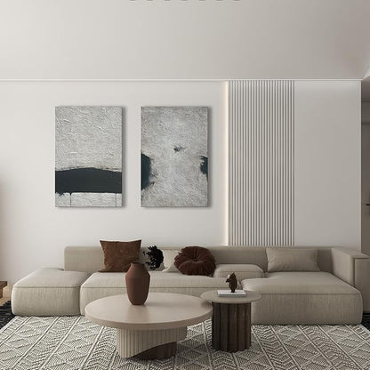 NANKAI Minimalist Art Hand Painted Black and Gray Abstract Oil Painting Canvas Wall Art 36x24 Inch Home Wall Decoration