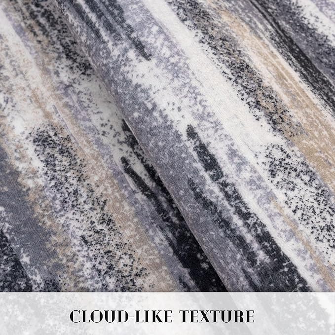 Modern Abstract Entryway Rug Indoor 2x3 Washable Rug Non-Slip Soft Small Area Rug Grey Black Multi Kitchen Mats Thin Print Faux Wool Floor Carpet Throw Rugs for Entrance Bedroom Home Decor