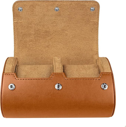 Barton Leather Watch Roll for 2 Watches | Convenient Organizer Case for Travel & Storage | Fits Classic & Smart Watches (Up to 46mm) | Compact, Durable, Lightweight, Stylish - Brown