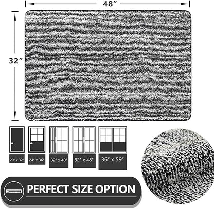 REFETONE Indoor Doormat, Front Door Mat 32"x48" Absorbent Rubber Backing Non Slip Back Door Mats, Washable Low-Profile Inside Floor Mat Door Rugs for Entryway, Resist Dirt Mud Mat for Dogs, Black