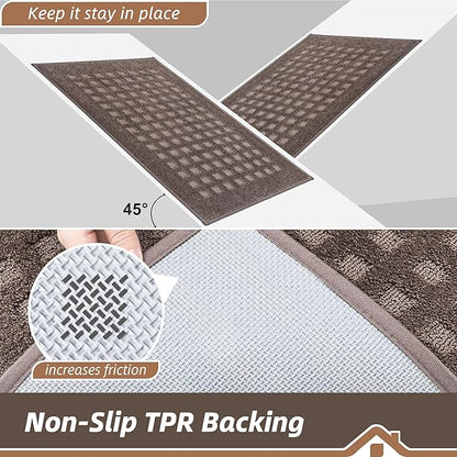 BEQHAUSE Waffle Door Mats Indoor 24"x36", Dog Mat for Muddy Paws Absorbent and Dirt Resist Floor Mats Non-Slip Washable Rugs for Entryway, Welcome Mat for Front Back Door, Muddy Wet Shoes, Brown