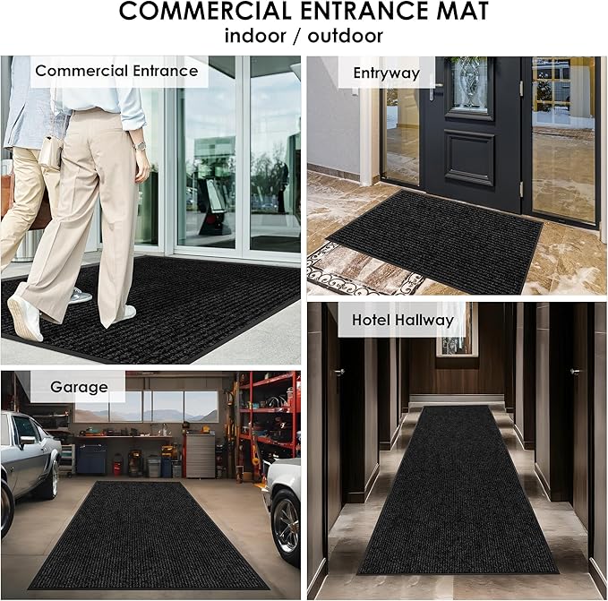 2′ x 48′ Front Door Mat Indoor Outdoor Entrance, Commercial Floor Mat Heavy Duty Dirt Trapper Entryway Doormat, Custom Size Non Slip Rubber Backing Welcome mat, Door Mat for High Traffic Area