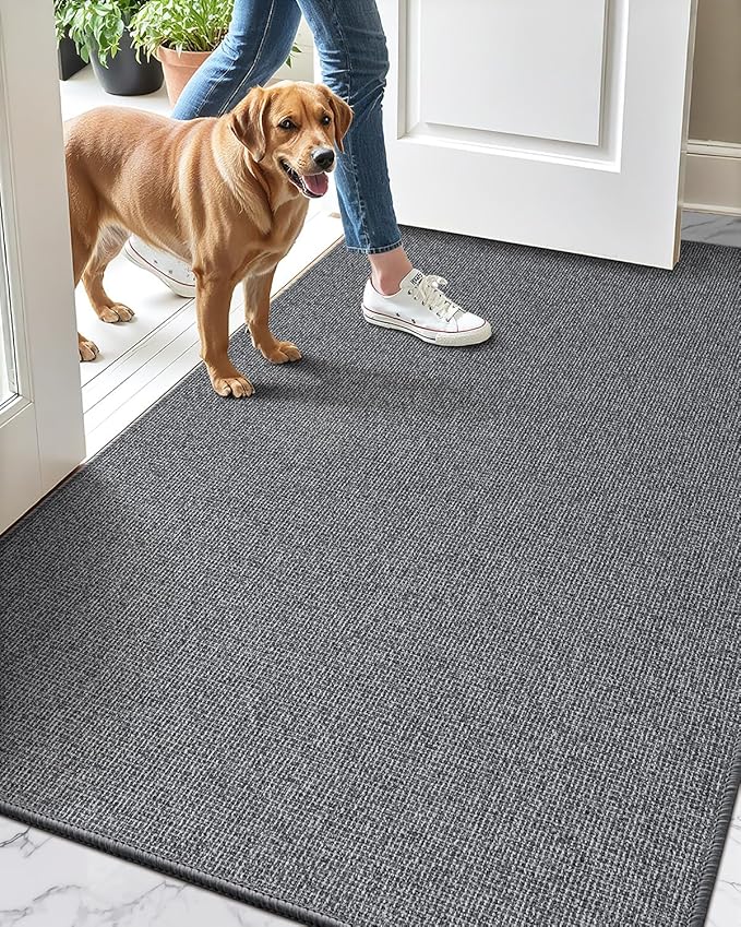 LUMI Indoor Door Mat 36"x59", Ultra Thin Low Profile Non-Slip Doormat for Home Entrance, Absorbent & Stain-Resistant Welcome Mats, Washable Entryway Mat for Front Door, Patio, Porch, Grey