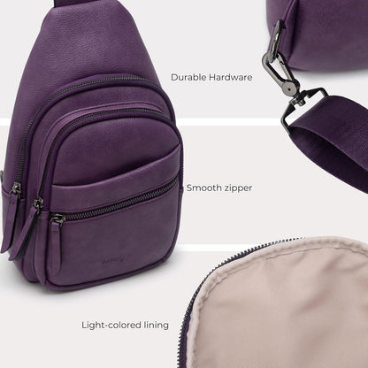 Alldaily Large Sling Bag for Women Crossbody Purse Leather Fashionable Trendy Chest Bag for Travel, Fanny Pack (Purple)