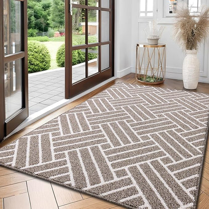 OLANLY Large Indoor Door Mat, 59x35 Inch, Dirt Resistant and Absorbent, Non-Slip Rubber Backing Floor Mats, Easy Clean Low-Profile Doormat for Entryway, Front Door, and Inside Entrance, Khaki