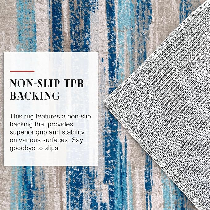 Small Abstract Area Rug, Entryway Rug Washable Door Mat Indoor Entrance, 2x3 Washable Rug Non-Slip, Soft Blue Kitchen Rugs Thin Print Faux Wool Floor Carpet Throw Rugs for Foyer Front Door Sink