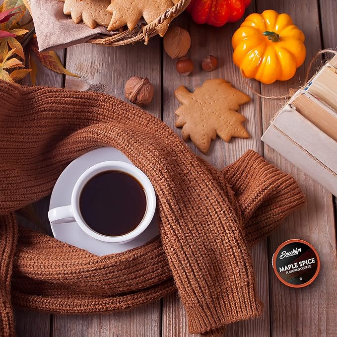 Brooklyn Beans Roastery Coffee Pods, Fall Flavored Pumpkin Spice - Compatible with Keurig K Cup Brewers Including 2.0 Machines, 40 Count