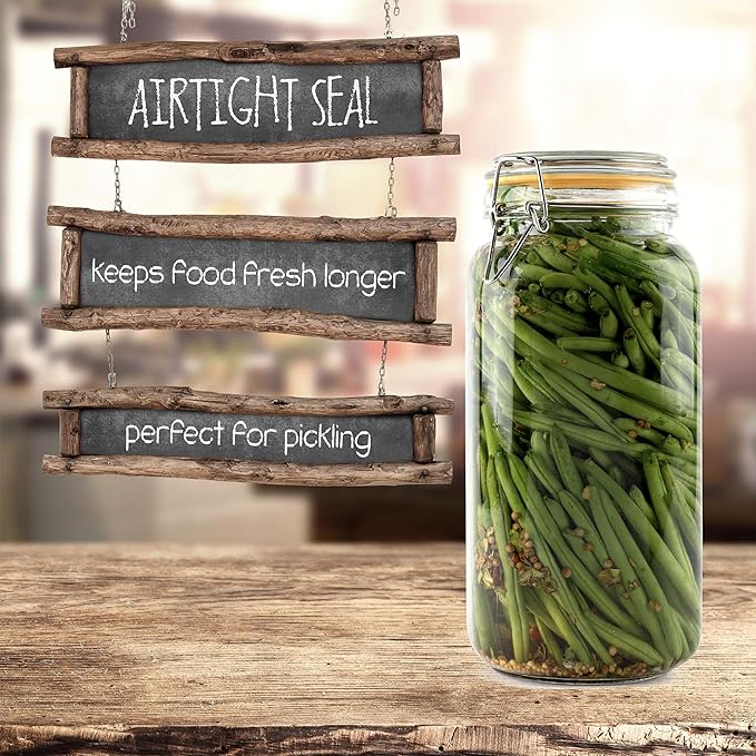 Galashield Classic Glass Jars with Airtight Lids - 67 oz Food Storage Jars - Leak Proof, Shock Resistant, Dishwasher Safe