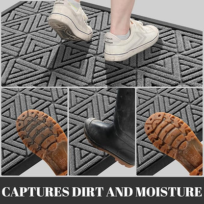 Yimobra Outdoor Mats for Front Door 29.5x17, All-Weather Waterproof Non-Slip Outdoor Door Mat Outside Eentrance, Garage/Patio Entryway Indoor Doormat, Easy Clean, Grey