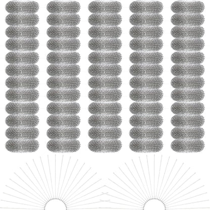 60 Pieces Washing Machine Lint Traps with 60 Cable Ties, Rust-Proof Stainless Steel Lint Traps Laundry Mesh Hose Filter Screen Catcher for Washing Machine Discharge Hoses
