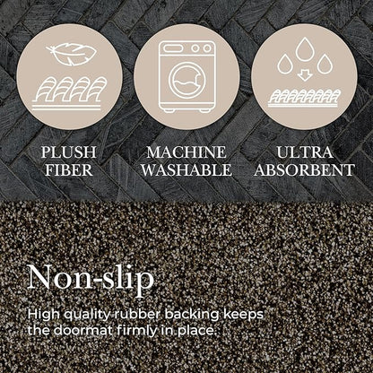 Premium Microfiber Indoor Door Mat – 20"x30" Washable Entry Mat, Non-Slip, Waterproof Backing, Super Absorbent, Low Profile Entryway Doormat for Indoor Entrance