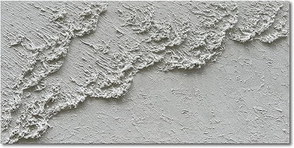 NANKAI Hand Painted White Minimalist Art Painting Ocean Waves Abstract Canvas Oil Painting Home Wall Decoration Art 24x48 Inchs