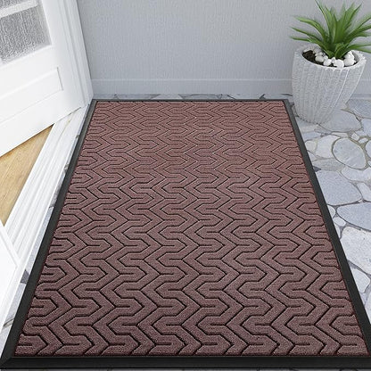 Yimobra Large Door Mat Outside Entrance 47x32, Waterproof Heavy Duty Outdoor Mats for Front Door, Non Slip Rubber Entry Mat for Garage Patio, Easy Clean, Red