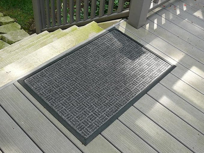 Kempf Water Retainer Entrance Mat, Indoor Outdoor Rubber Rug, Moisture Trapping, Absorbent Mat, 2 by 3-Feet, Black